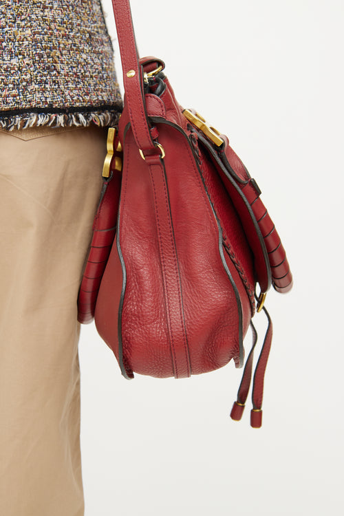 Chloé Red Leather Marcie Double Carry Bag