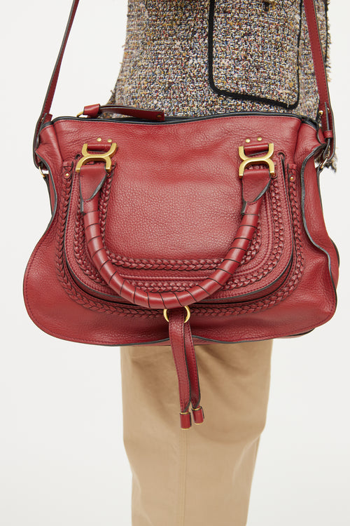 Chloé Red Leather Marcie Double Carry Bag