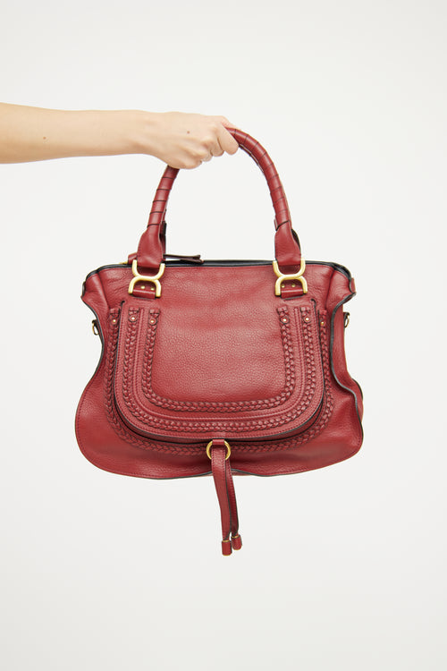 Chloé Red Leather Marcie Double Carry Bag