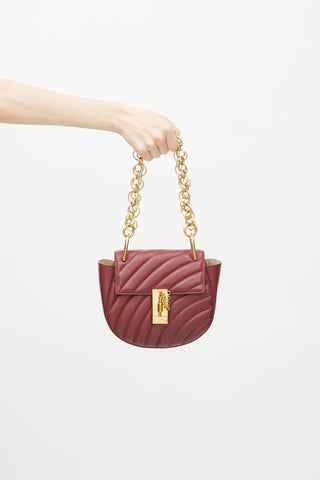 Chloé Burgundy Quilted Mini Drew Bijou Bag