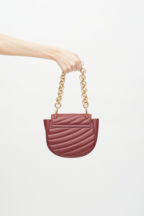 Chloé Burgundy Quilted Mini Drew Bijou Bag