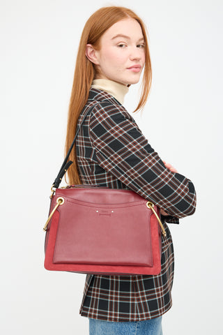 Chloé Red Leather 
Suede Medium Roy Crossbody Bag