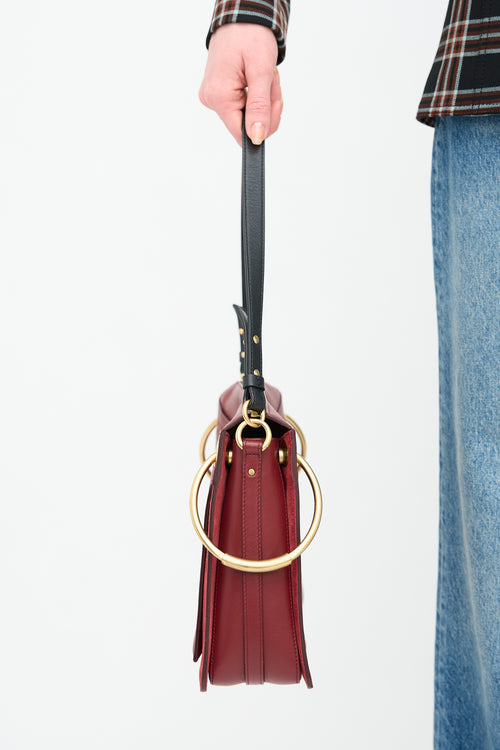 Chloé Red Leather 
Suede Medium Roy Crossbody Bag