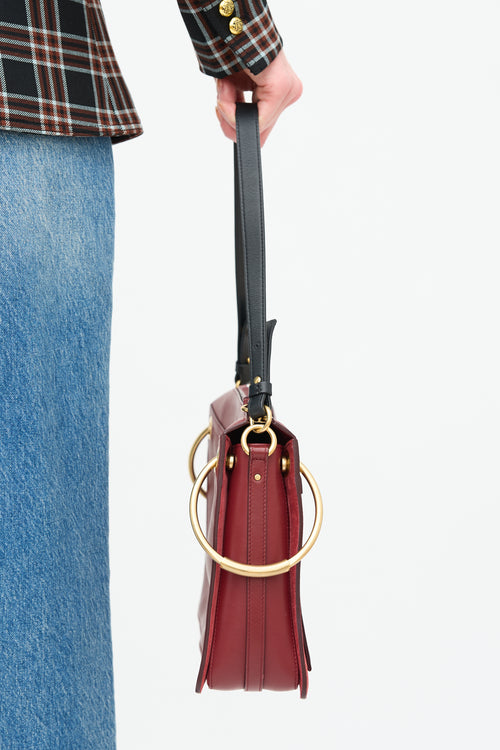 Chloé Red Leather 
Suede Medium Roy Crossbody Bag