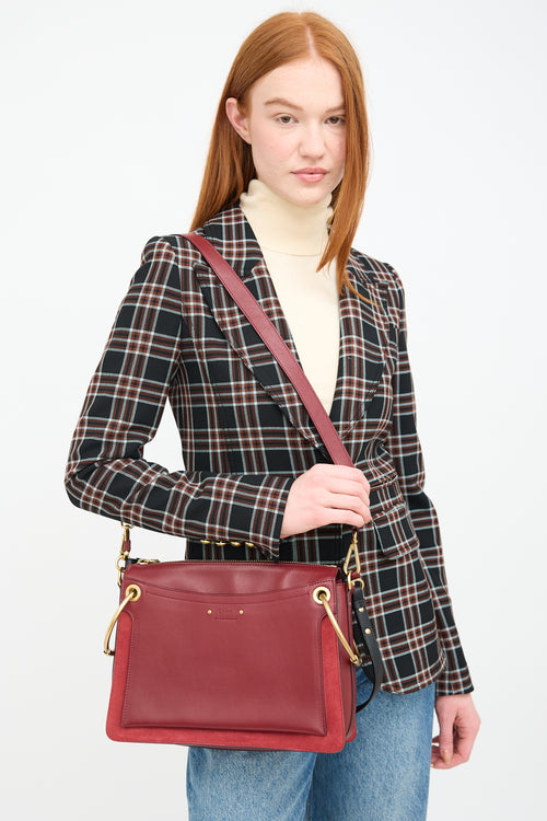 Chloé Red Leather 
Suede Medium Roy Crossbody Bag