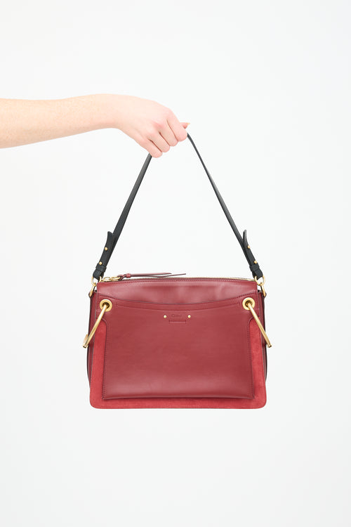 Chloé Red Leather 
Suede Medium Roy Crossbody Bag