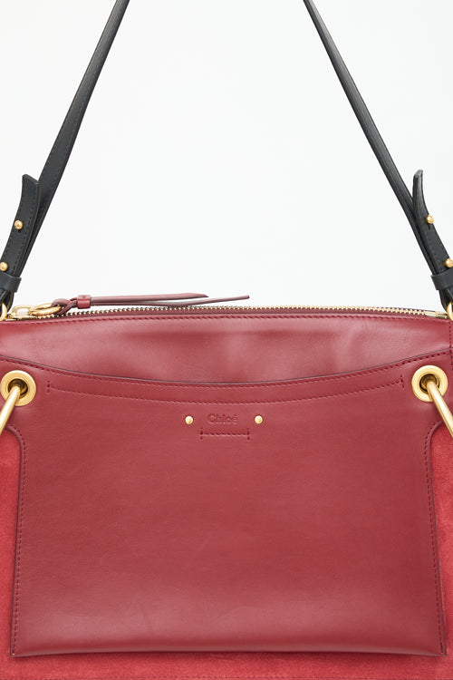 Chloé Red Leather 
Suede Medium Roy Crossbody Bag