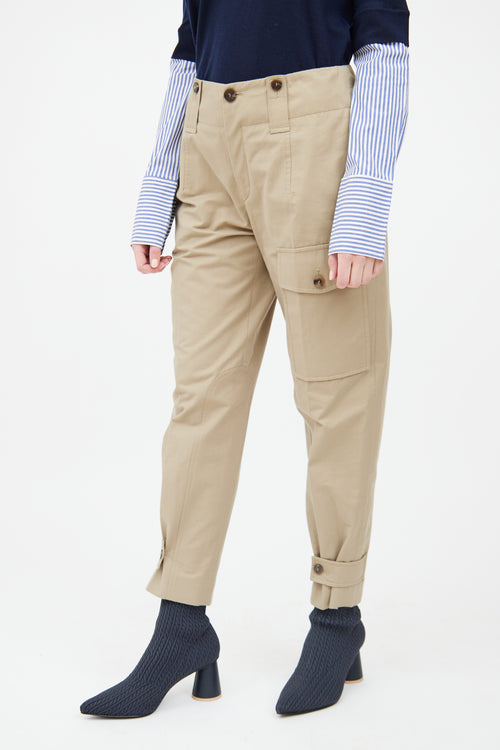 Chloé Green Tapered Cargo Panel Pant