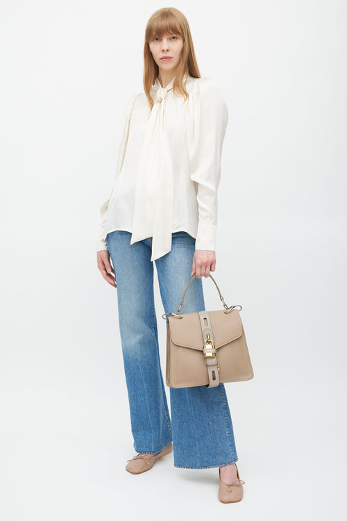 Chloé Grey 
Gold Aby Padlock Leather Bag