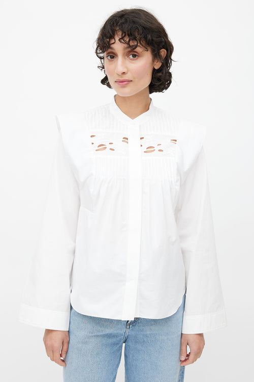 White Cotton Eyelet Lace Blouse