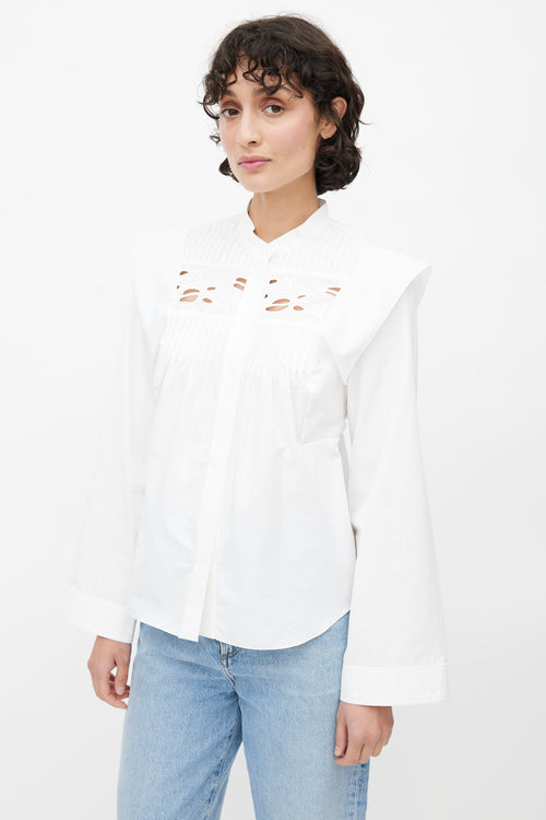 White Cotton Eyelet Lace Blouse