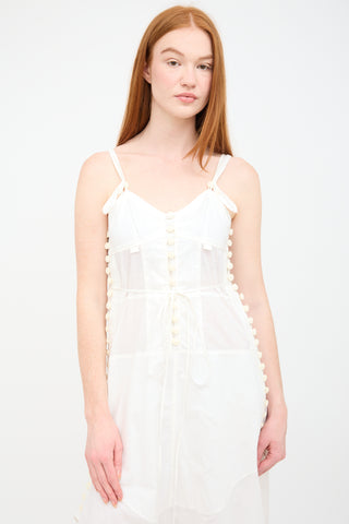 Chloé White Cotton Voile Button Dress