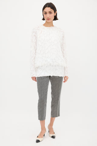 Chloé White Fringed Long Sleeve Top