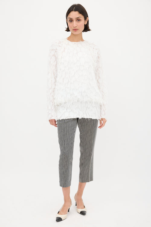 Chloé White Fringed Long Sleeve Top