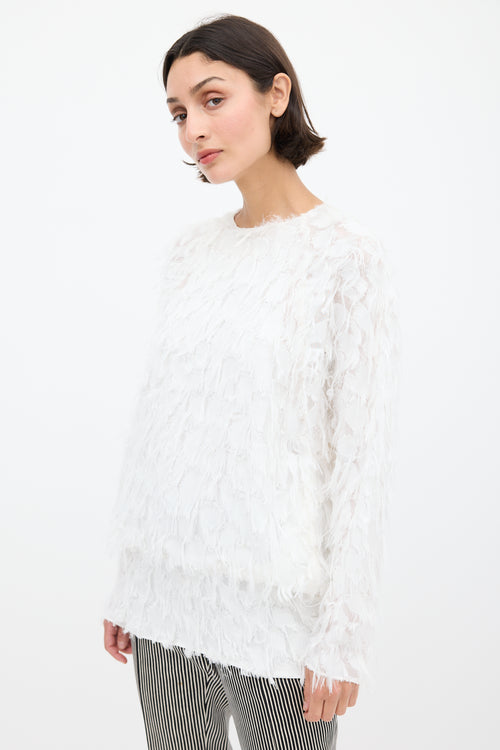 Chloé White Fringed Long Sleeve Top