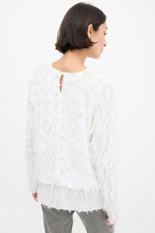 Chloé White Fringed Long Sleeve Top