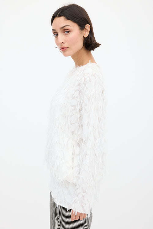 Chloé White Fringed Long Sleeve Top