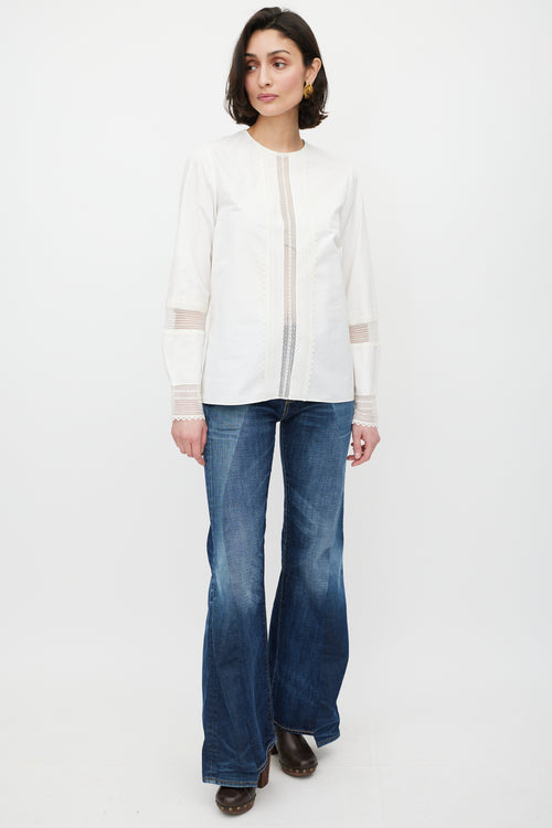 Chloé White Geometric Lace Top