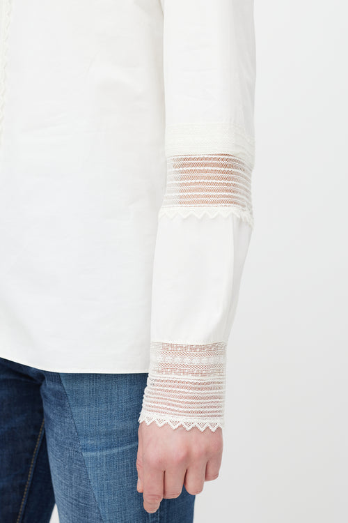 Chloé White Geometric Lace Top