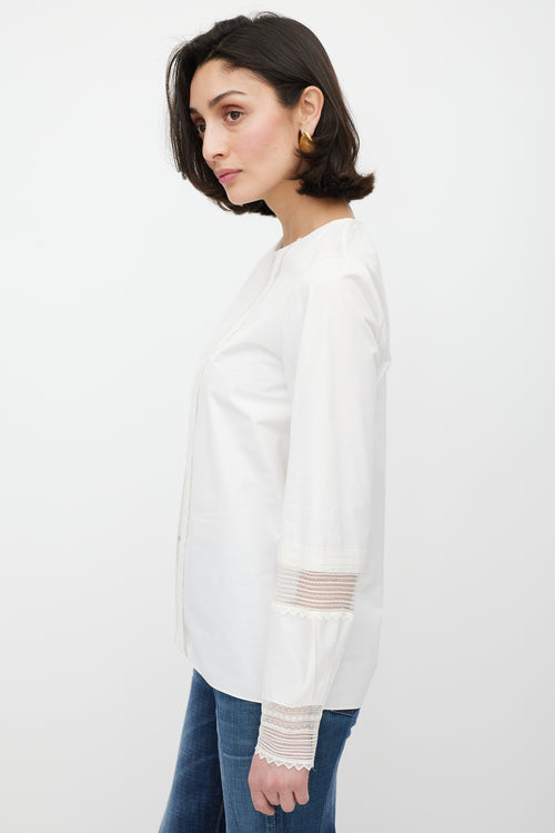 Chloé White Geometric Lace Top