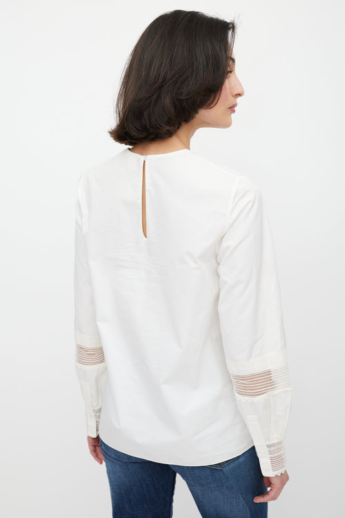 Chloé White Geometric Lace Top