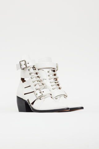 Chloé White Leather Rylee Lace Up Boot