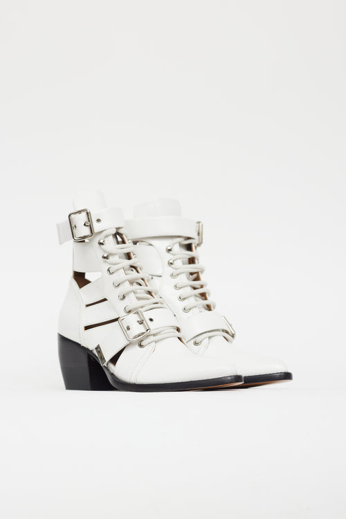 Chloé White Leather Rylee Lace Up Boot