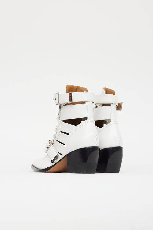 Chloé White Leather Rylee Lace Up Boot