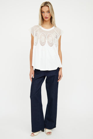 White Lace Panel Top Chloé