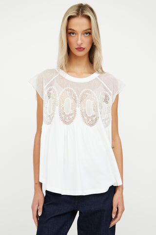 White Lace Panel Top Chloé