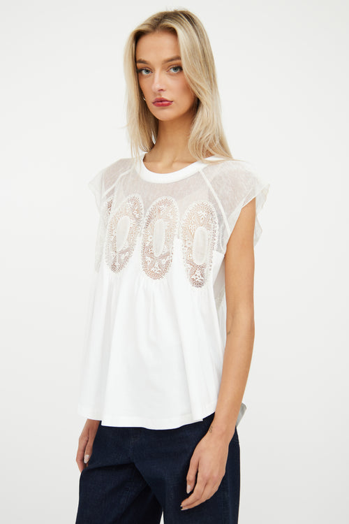 White Lace Panel Top Chloé