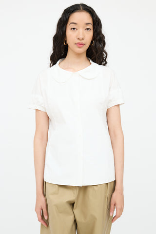 White Button Collar Top