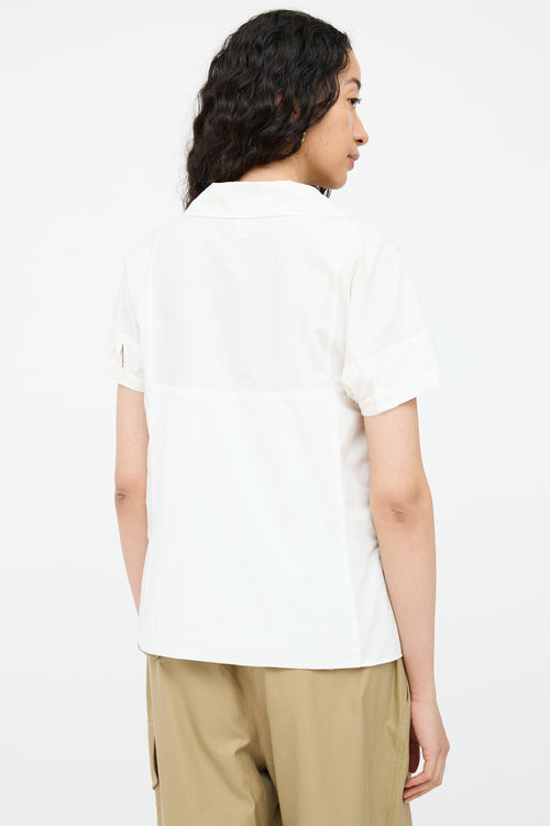 White Button Collar Top