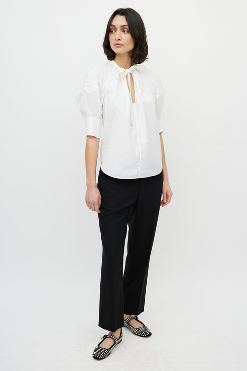 Chloé White Tie Puff Sleeve Top