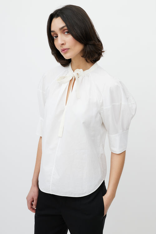 Chloé White Tie Puff Sleeve Top