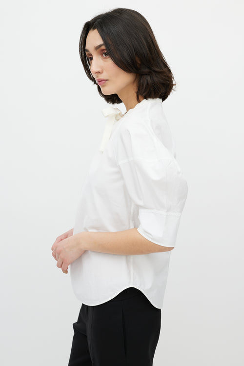 Chloé White Tie Puff Sleeve Top