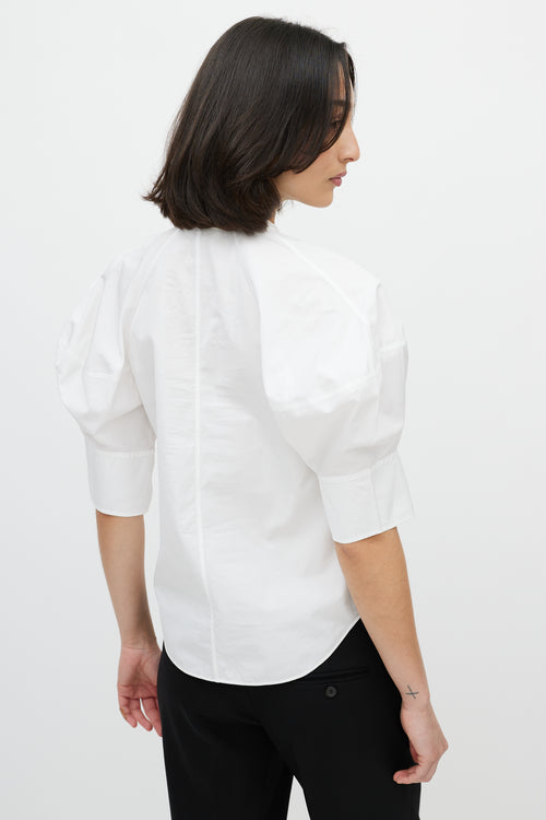 Chloé White Tie Puff Sleeve Top