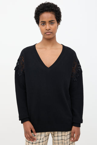 Chloé Wool Lace Panel Sweater