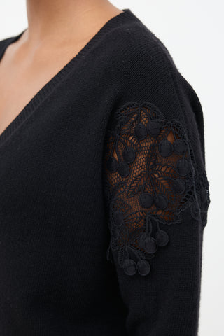 Chloé Wool Lace Panel Sweater