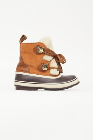 Chloé X Sorel Brown 
Beige Shearling Boot