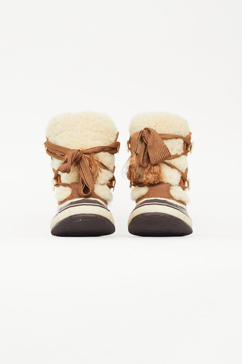 Chloé X Sorel Brown 
Beige Shearling Boot