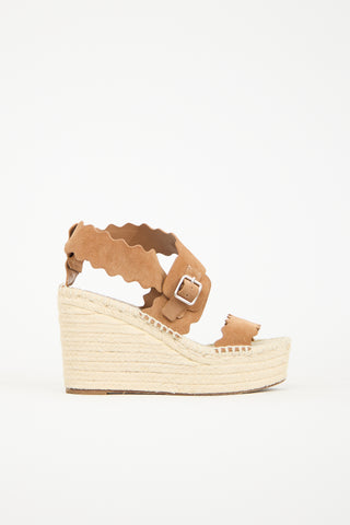 Chloé Brown Suede Wedge Sandal