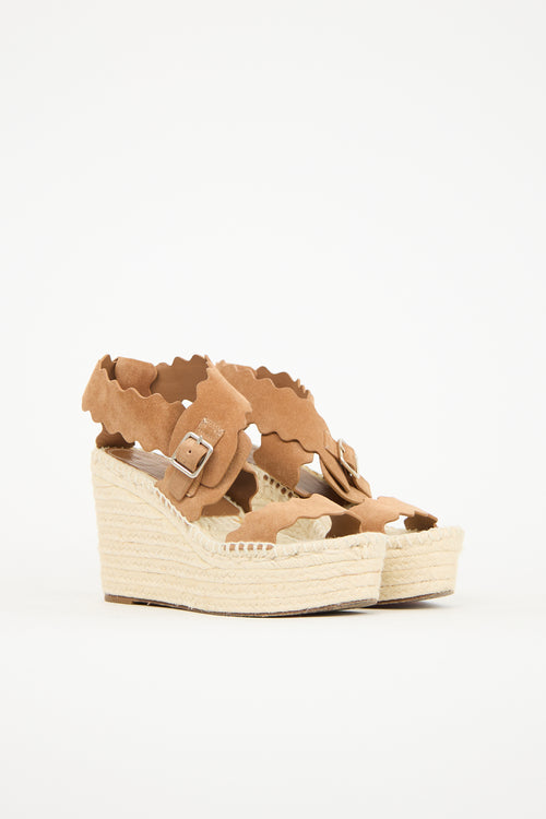 Chloé Brown Suede Wedge Sandal