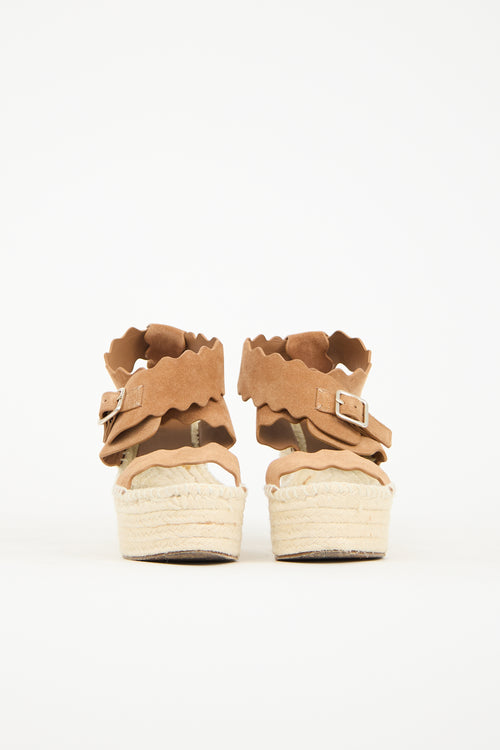 Chloé Brown Suede Wedge Sandal