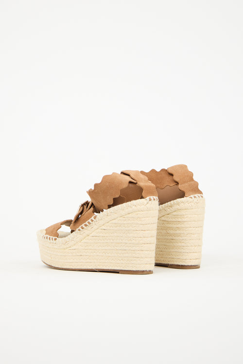 Chloé Brown Suede Wedge Sandal