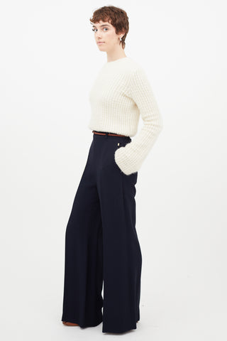 Chloé Navy 
Brown Wide Leg Trouser