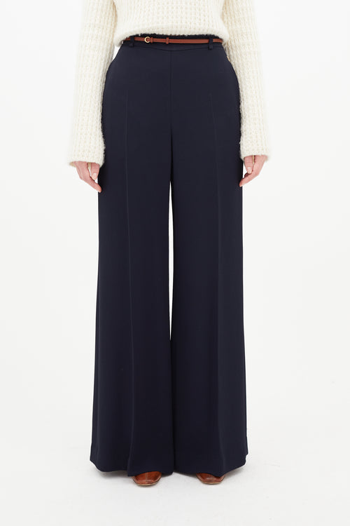 Chloé Navy 
Brown Wide Leg Trouser