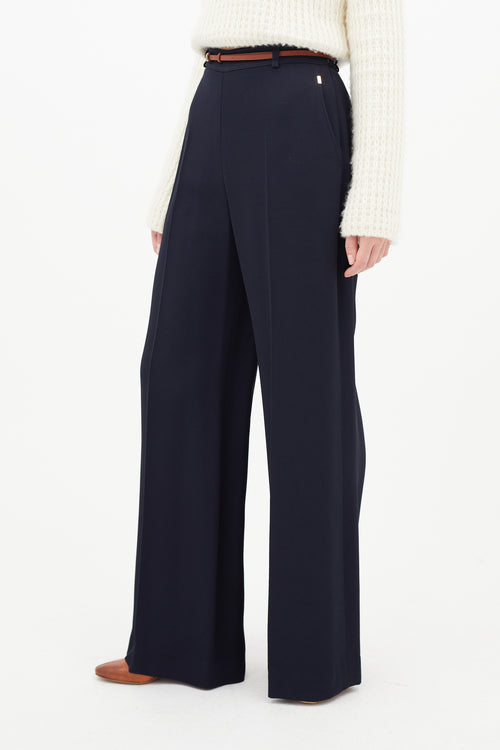 Chloé Navy 
Brown Wide Leg Trouser