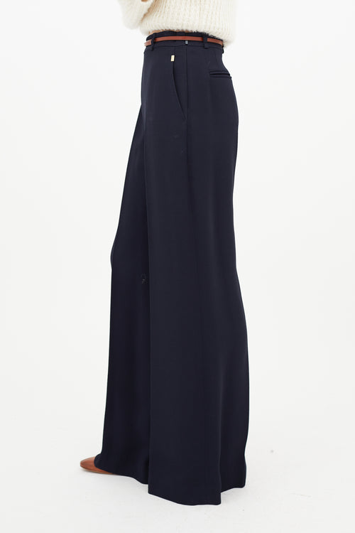 Chloé Navy 
Brown Wide Leg Trouser