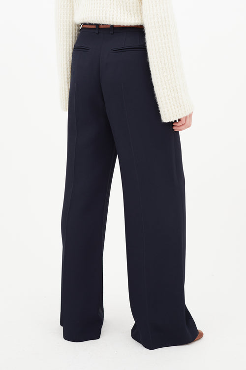 Chloé Navy 
Brown Wide Leg Trouser